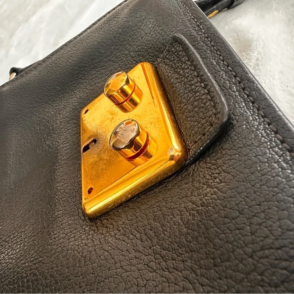 Miu Miu Black Leather Crossbody Bag with Gold Logo
